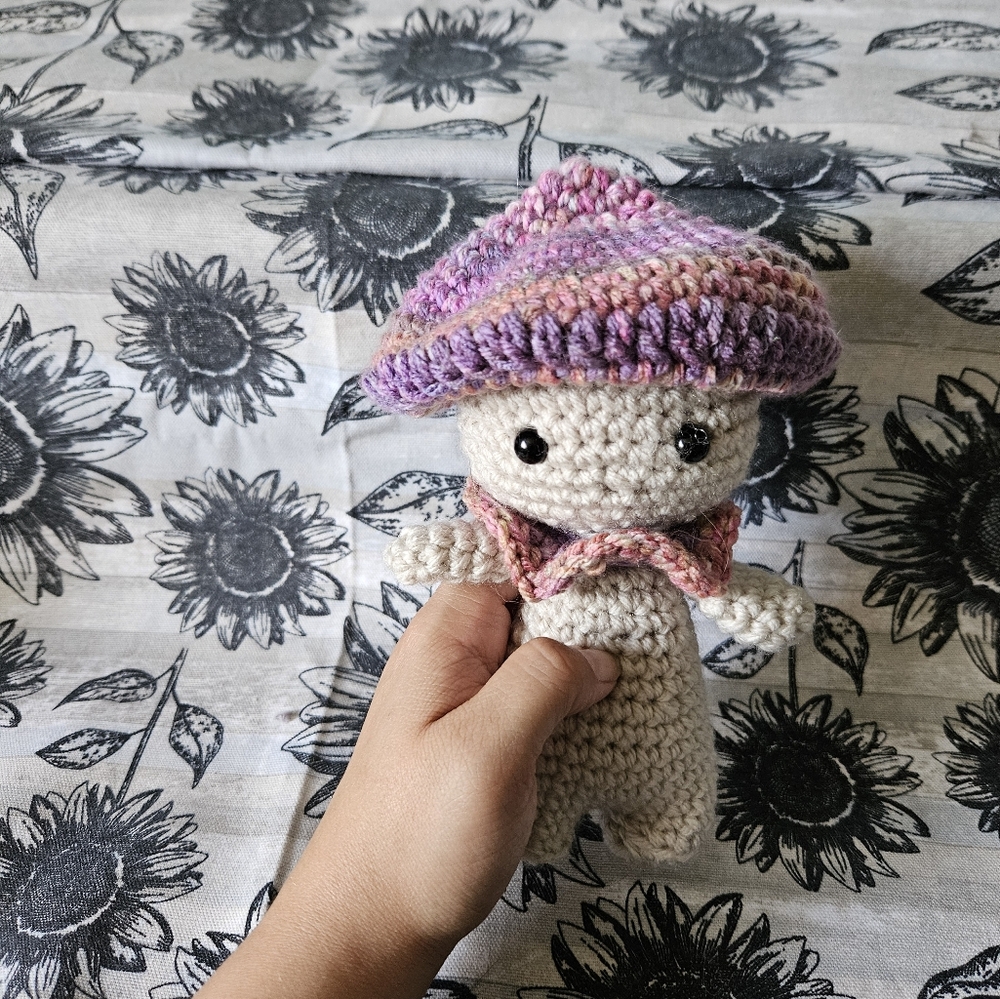 Crochet Purple Mushroom Kid Amigurumi